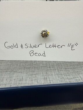 Pandora Retired 14K Gold Sterling Silver Letter E Initial Charm 790298E